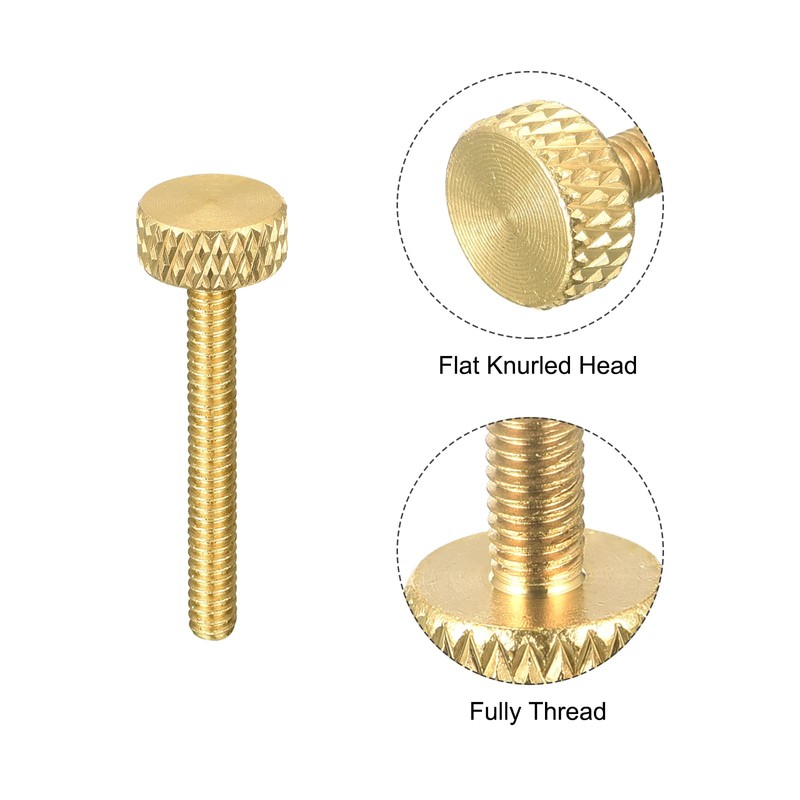 sourcing map Pack of 2 Brass Knurled Screws M3 x