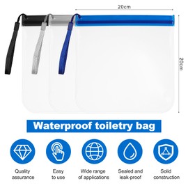 Coptiner 3 Pcs Clear Travel Toiletry Bags Clear Bag Airport 20x20cm TSA Approved Waterproof Liquids Wash Bags Makeup Bag 100% Leakproof Travel Bags for Toiletries Hand Luggage for Men Women Holiday