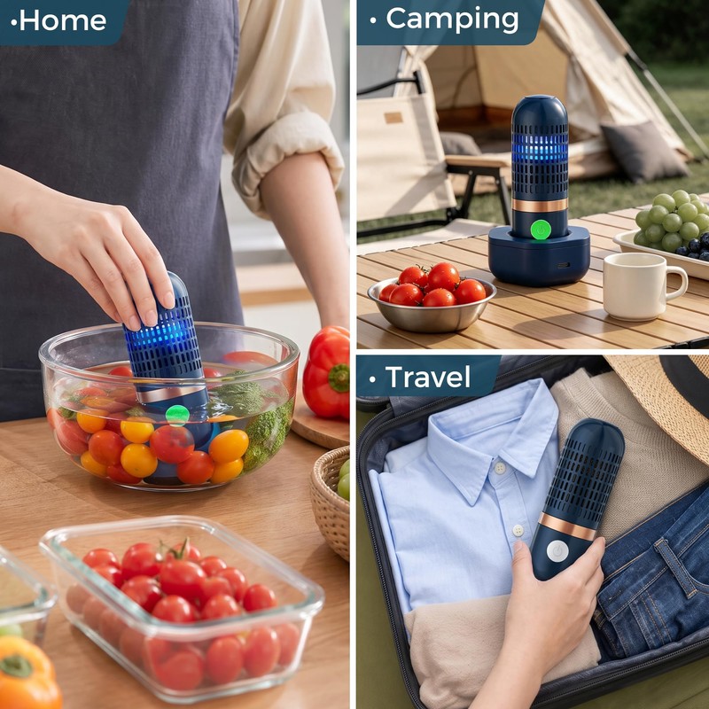 Portable Fruit Washer & Vegetable Cleaner, Wireless Produce Cleaner Blue