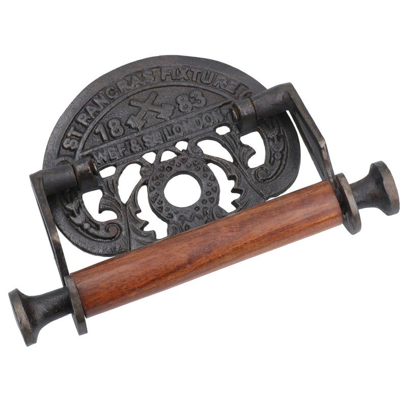 AB Tools StPancras Traditional Toilet Roll Holder Cast Iron Wooden