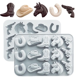 Cowboy Chocolate Molds Silicone - Western Theme Molds for Cowboy Hat, Boots & More - Non-Stick, Easy Release, Versatile for Chocolate, Candy, Resin & Crafts