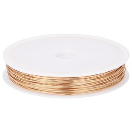 Beebeecraft 23 Gauge 0.6 mm 30 Metres Flexible Metal Wire 18K Gold-Plated Round Polished Tarnish-Proof Craft Wire with a Spool for Jewellery Making DIY Accessories