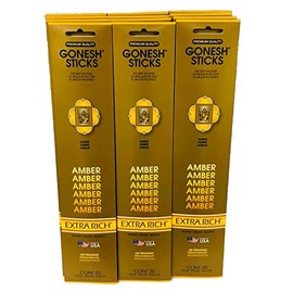 Gonesh Incense Sticks Extra Rich Collection: Amber 12 Pack (20 Sticks/Pack)