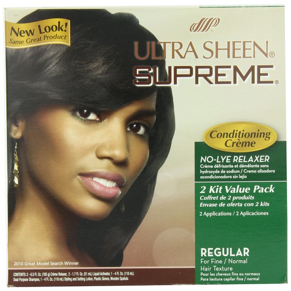 Ultra Sheen Supreme No Lye Regular Relaxer Kit, Value Pack,