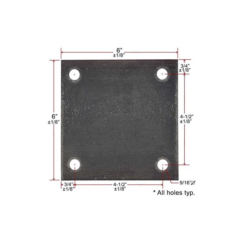 6" x 6" x 1/4" Hot Rolled A36 Steel Base