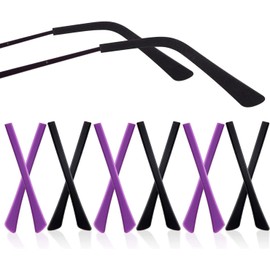 Eyeglass End Tips, 12 Pairs Silicone Anti-Slip Ear Sock Pieces Tube Sleeve Eyewear Soft Replacement Tips ONLY for Thin Slim Wire Eyeglass Sunglasses Legs Black Purple