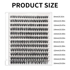 240 Pcs Cluster Lashes,Individual Eyelashes,Lash Clusters Kit,Eye,Eyelash,Individuals,Fake Pre Glued,Wispy,Fluffy,Natural Manga,DIY Extension Curl 8-16mm at Home Fadlash,Extensions Volume Clumpy