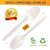 Compostable Spoons 50 Pack 7 Inch Disposable Spoons Biodegradable Cutlery