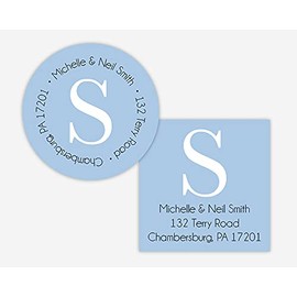 Initial Return Address Stickers, Round Address Labels, Wedding Invitation Return Address Stickers (#461-SS)
