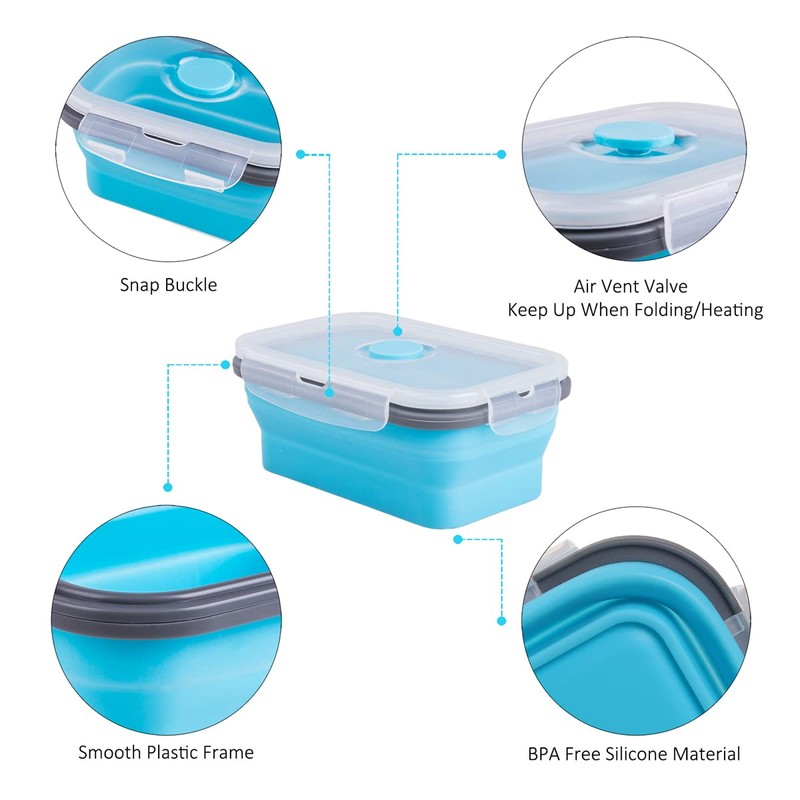 Collapsible Food Storage Containers with Airtight Lid & Air Vent,