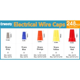 Crweety 248 Pcs Wire Connectors Electrical Connectors Wire Caps Electrical Wire Connectors Twist Nuts Assortment for Quick Connection