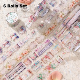 AuriicLeaf Romantic Silk Road PET Tape Set, 6 Rolls of Vintage Ephemera for Junk Journaling, Scrapbooking, Crafting, DIY Projects, Diaries, and Art Supplies