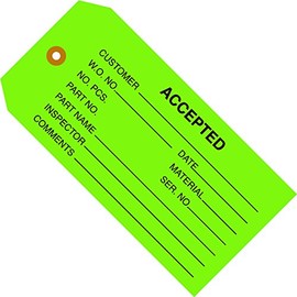 Partners Brand PG20021 Inspection Tags, "Accepted", 4 3/4" x 2 3/8", Green (Pack of 1000)