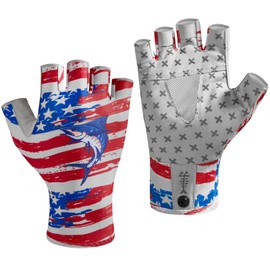 BASSDASH Unisex UPF 50+ Half Finger Sun Gloves Fingerless Breathable UV Protection for Fishing Hiking Kayaking Rowing FG02