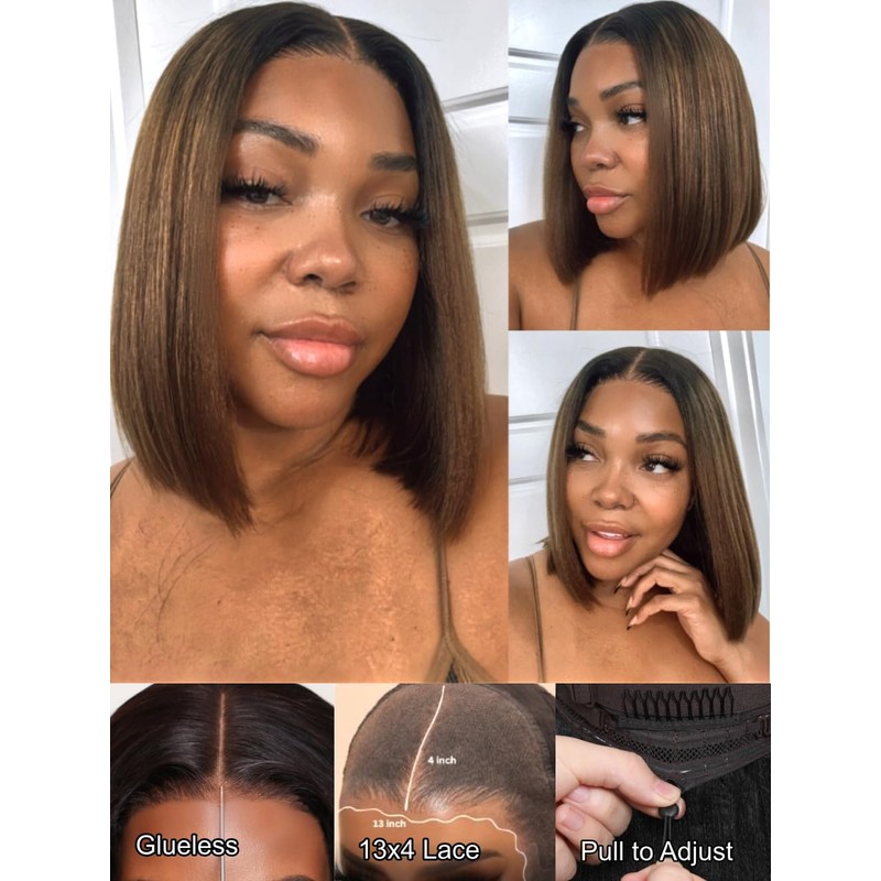 UNICE Yaki Straight 13x4 Lace Front Bob Wig Human Hair