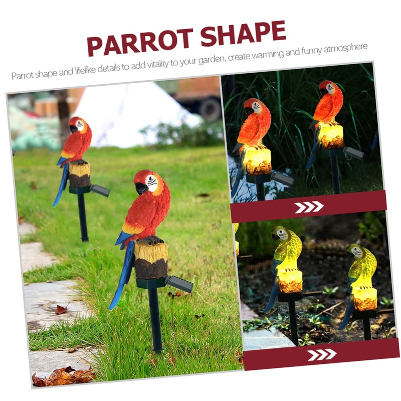 OSALADI Bird Decoration 2 Pieces Parrot Garden Stake Solar Light