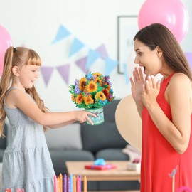 WD&CD 3D Christmas Greeting Cards Flower Pop Up Card, 3D Flower Bouquet Greeting Card for Birthday Valentine's Day Graduation Ceremony Wedding Mother's Day Anniversary Teacher's Day, Sunflower