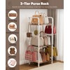 Tuohours 3-Tier Purse Organizer Rack, Iron & Wood Floor-Standing Bag