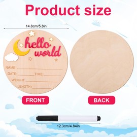 Gosknor Wooden Hello World Newborn Sign, Cute Birth Announcement Board Baby Announcement Sign Newborn Welcome Baby Name Plaque for Nursery Hospital Girl Boy Photo Props(Yellow)