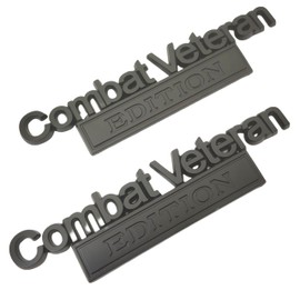 WULIDE 2PC Combat Veteran Edition Emblem Car Bumper Metal 3D Badge Decal Sticker Replacement for F-150 F250 F350 Motorcycle Truck SUV Cruise Ship Tank 5.9'' x 1.4'' Black