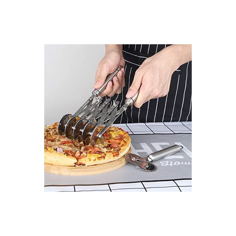 5 Wheel Pastry Cutter with Handle set of 2 Stainless