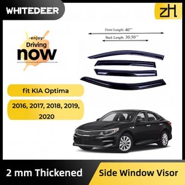 ZH Window Rain Guards Compatible with Kia Optima 2016 2017 2018 2019 2020-2mm Thick Tape-On Premium Wind Deflectors for Front and Rear Windows, Durable & Sleek Design, 2mm Thickened