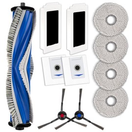 (11 Piece) M12 Pro+ Replacement Parts Compatible with ECOVACS DEEBOT T30 Omni/ T30 Pro Omni/Yeedi M12 Pro+ Robot Vacuum, 1 Roller Brush, 2 Side Brushes, 2 HEPA Filters, 2 Dust Bags, 4 Mop Pads