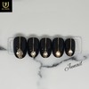 Chic Black Handmade Nail Tips - Short Round Square /