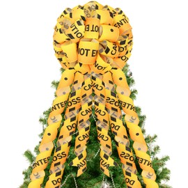 Realspring Christmas Tree Topper Mouse Construction Wreath Bow Large Cartoon Story Anime Video Game Heroic Tree Topper Polyester Bow for Xmas Ornament Holiday 45'' x 12"(Literary Style)