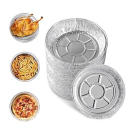 Aluminium Pan 7" (50 Pack) Round Disposable Foil Pans With Lids (Dome Plastic Lid)