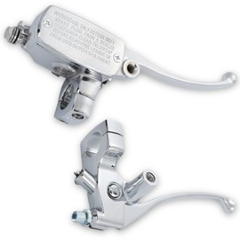 Kanoan Master Cylinder Brake Clutch Levers Set for 25mm Handle 1" Dragster Vulcan Shadow Harley Magna Steed Intruder ATV Dirt Bike General Purpose Outside (Plated)