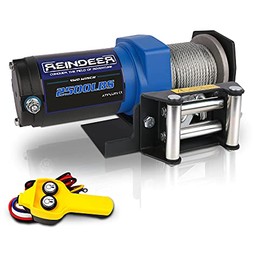 REINDEER New 12V Winch 2500lb Load Capacity Electric Winch Kit for ATV UTV Steel Cable Wire Rope with Hawse Fairlead Waterproof IP67 with Handheld Remotes