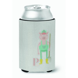 Caroline's Treasures BB5741CC Alphabet P for Pig Can or Bottle Hugger Cooler Washable Drink Sleeve Collapsible Beverage Insulated Holder, Can Hugger, Multicolor
