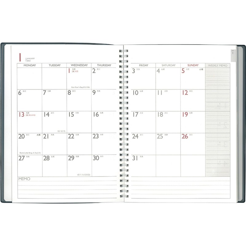 Hakubunkan 2025 B5 Weekly Desk Planner, Monday, Black, No.247 (Begins