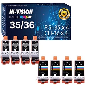 HI-Vision Compatible PGI-35+CLI-36 Pigment Compatible (4-Pack) Black & (4-Pack) Tri Color Ink Cartridge Replacement for Pixma iP100, iP110