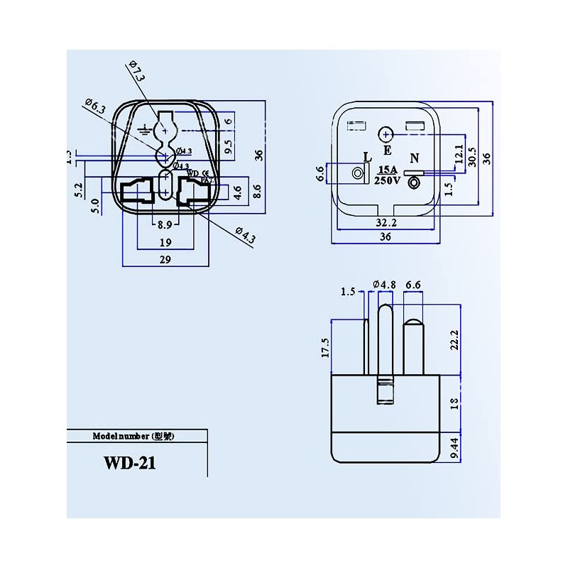 Tekit White NEMA 6-20P Universal Plug Adapter 110-250V 15A,Universal World