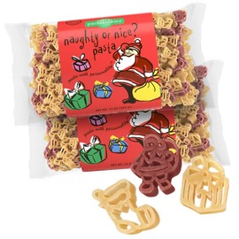 Pastabilities Fun Shaped Pasta for Kids - Christmas - Naughty or Nice Holiday Theme, Non-GMO Natural Wheat and Vegetable Pasta, All-Natural, Kosher Certified, Made in the USA, (2 Pack, 14 Oz)
