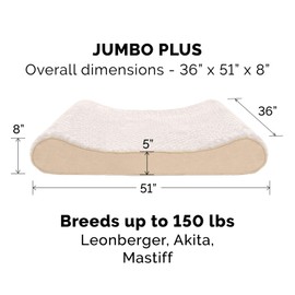 Furhaven Cooling Gel Dog Bed for Large Dogs w/ Removable Washable Cover, For Dogs Up to 150 lbs - Ultra Plush Faux Fur & Suede Luxe Lounger Contour Mattress - Cream, Jumbo Plus/XXL