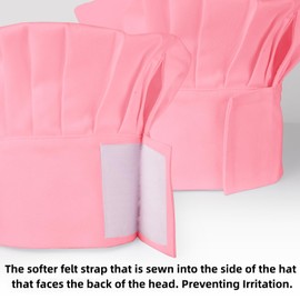 CRJHNS - Delantal y sombrero de chef, 2 bolsillos ajustables de algodón para cocina, disfraz de panadero para hombres y mujeres, Rosado, Adulto