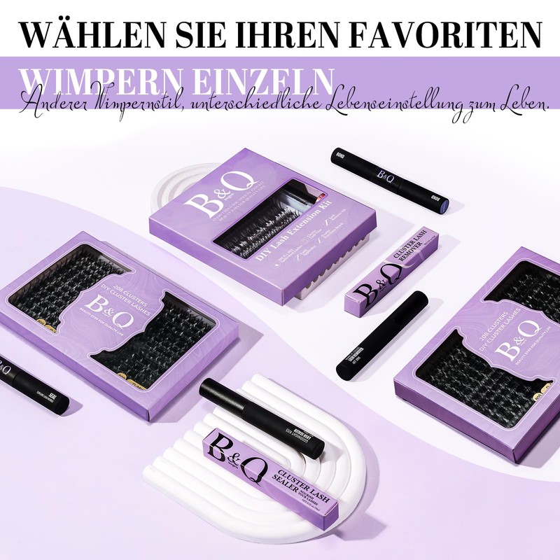 B&Qaugen Individual Eyelashes, 208 Pieces, 16MIX, B&Q DIY Lash Clusters,