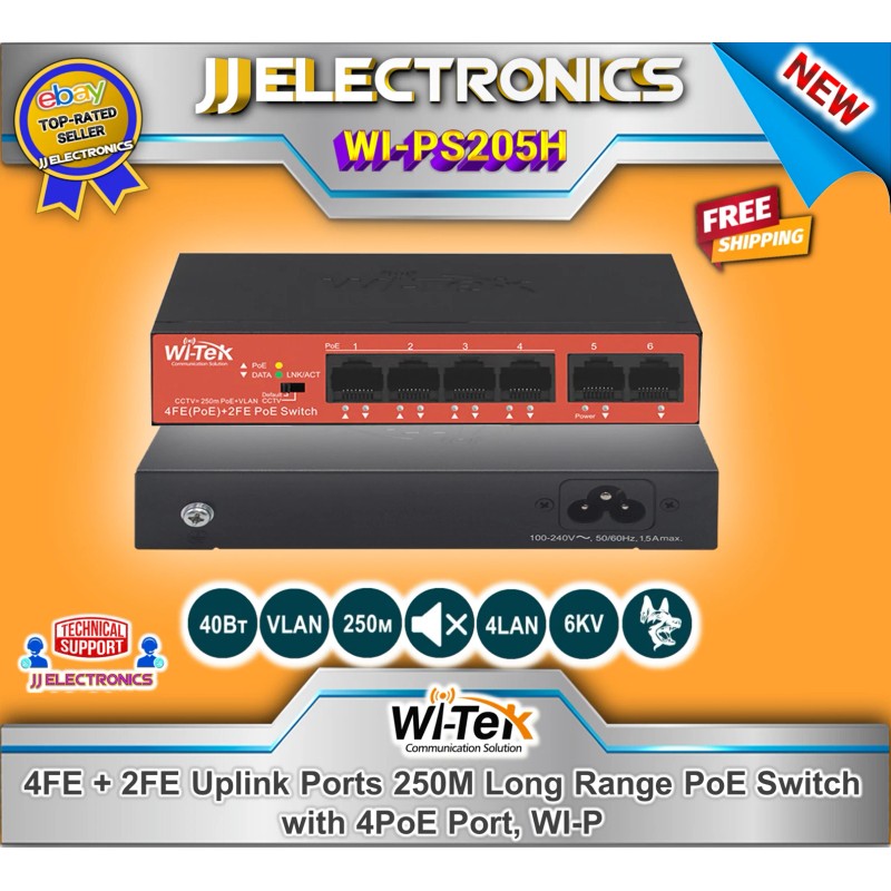 Wi-Tek Switch WI-PS205H V2 4 FE PoE Ports x 10/100Mbps,
