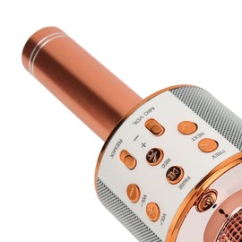 Goshyda Wireless Microphone, 4 in 1 Karaoke Microphone with Two Way Connection with 3.5mm AUX Port, Memory Card, USB Interface, Sound Effect Hall for Home KTV Party (Rose Gold)
