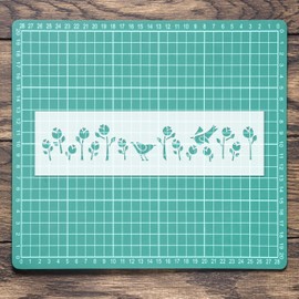 Birds Flowers Stencil: Mylar Airbrush Wall Art Painting Crafts - 190 Micron-A3 Stencil - Design Size (380 x 66 mm)