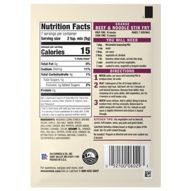 McCormick Seasoning Mix, Orange Beef & Noodle Stir Fry, Lo Mein, Soy Sauce, Orange, Ginger, Use with Beef, Chicken, Vegetables, Noodles, and More, 1.25 oz (Pack of 12)