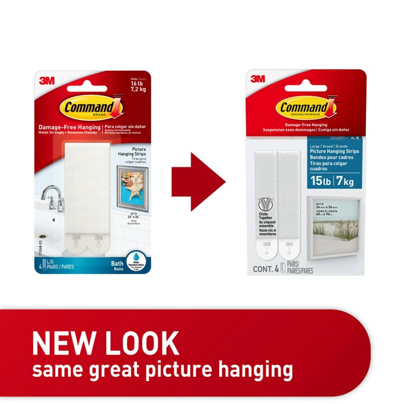 Command 15 lb Bath Water Resistant Large Picture Hanging Strips