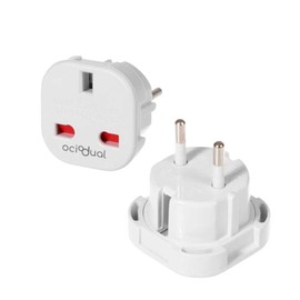 OcioDual UK to European Plug Adapter, Travel Plug Adapter, Type G to Type E and F Plug, Model YD-9625, 221V/13A White, 3-Pin to 2-Pin Converter, CE/RoHS Certification