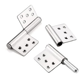Solid Base Metal Hinges, Flag Hinges, Stainless Steel Hinges, 360° Rotation, Plug and Remove Hinge for Easy Separation of Door and Door Frame (4 inch Thickness 0.1 inch (3 mm) 2 Pieces)