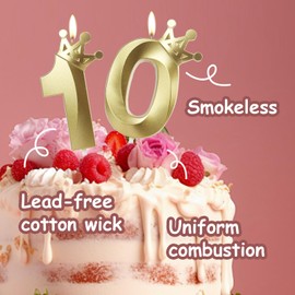 Crown Birthday Candle 9 Gold, 9 Candles for Birthday Cakes,Number 9 Crown Candle,9th Birthday Candles Sparkle Decoration for Birthday Party Wedding Anniversary Celebration Supplies