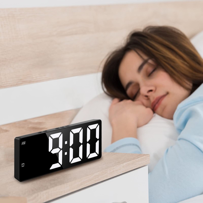 OQIMAX Digital Alarm Clock LED Display Alarm Clock Bedroom Electronic