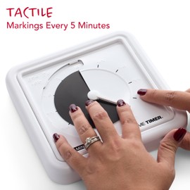 Time Timer® Numberless Braille 8-Inch Visual Timer – 60-Minute Countdown Silent Clock with Tactile Features & High-Contrast Disappearing Disk, Desk Timer for Kids, Office, ADHD, Autism - Black